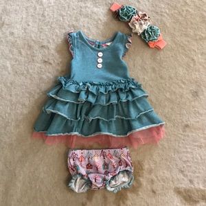 Matilda Jane dress, bloomer & marching headband